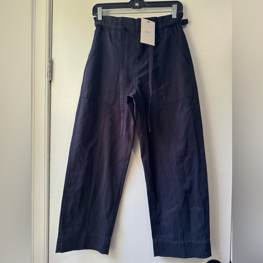 A.L.C. Women's Augusta Cotton Twill Cargo Cropped High Waisted Pants Size 4